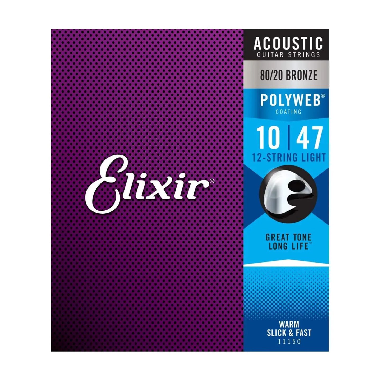 ELIXIR 12-String Light Acoustic 80/20 Bronze with POLYWEB Coating 11150