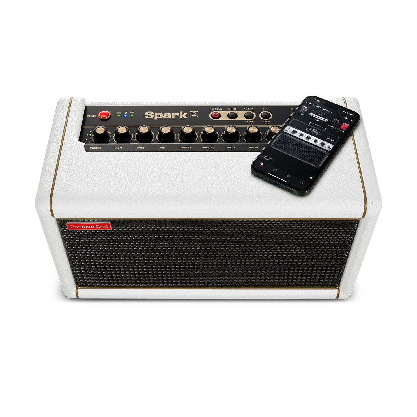 POSITIVE GRID 50-Watt Smart Guitar Practice Amp & Bluetooth Speaker Spark 2 Pearl