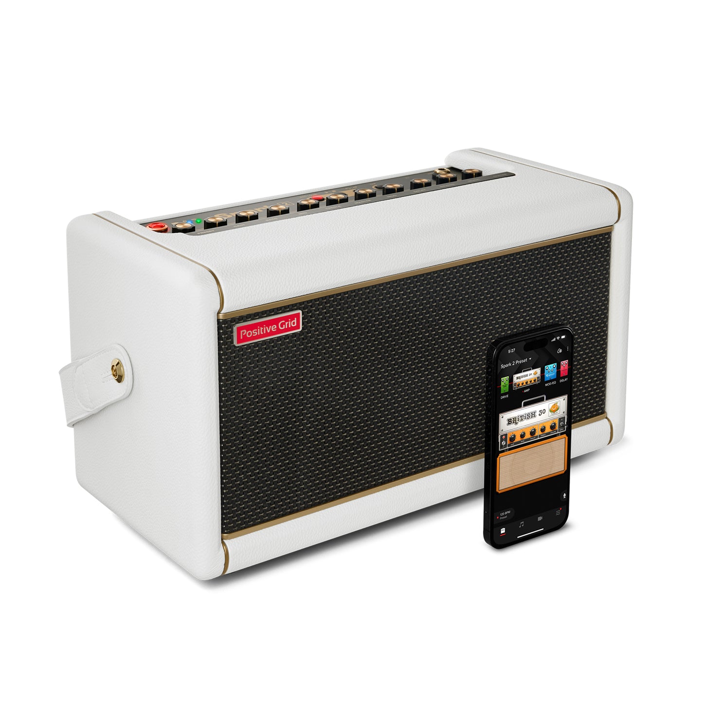 POSITIVE GRID 50-Watt Smart Guitar Practice Amp & Bluetooth Speaker Spark 2 Pearl